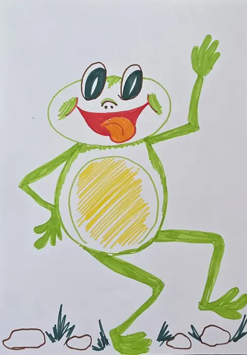 Tančící žabka mává