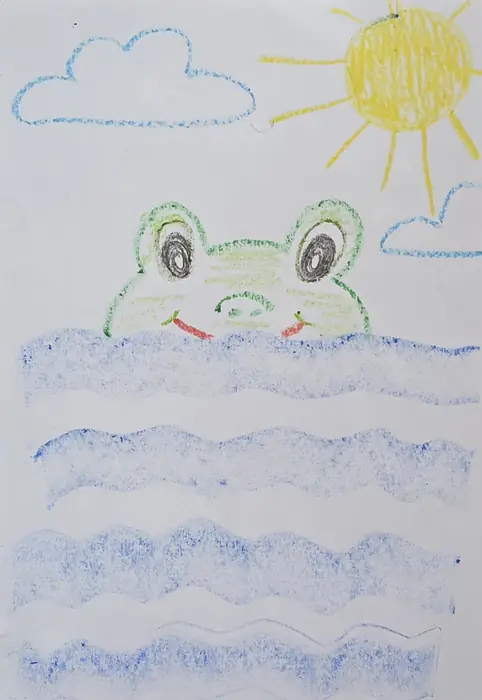 Žabka ve vlnách a sluníčko